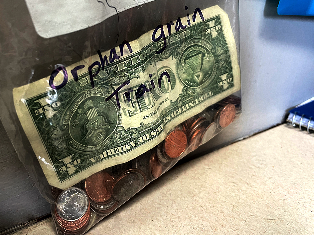 Orphan Grain Train Donation Money Bag from Superior Wash in Norfolk, NE